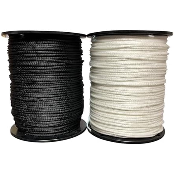 Rope1/8 1000 ft Black Strong All-Purpose Rope  Camping, Crafting, Hammock, Clothesline, Hiking, Fishing, Flag Pole, Indoor & Outdoor  Core/Sheath Construction Industrial Polyester Cord Black