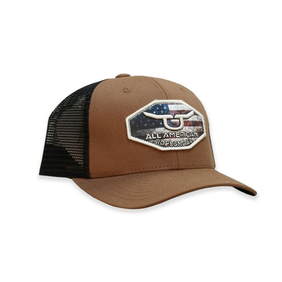 RopeSmart All American Diamond Flag Patch Brown Cap