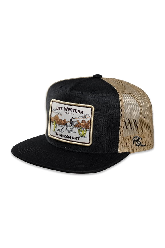 Cowboy Patch Black Trucker Cap