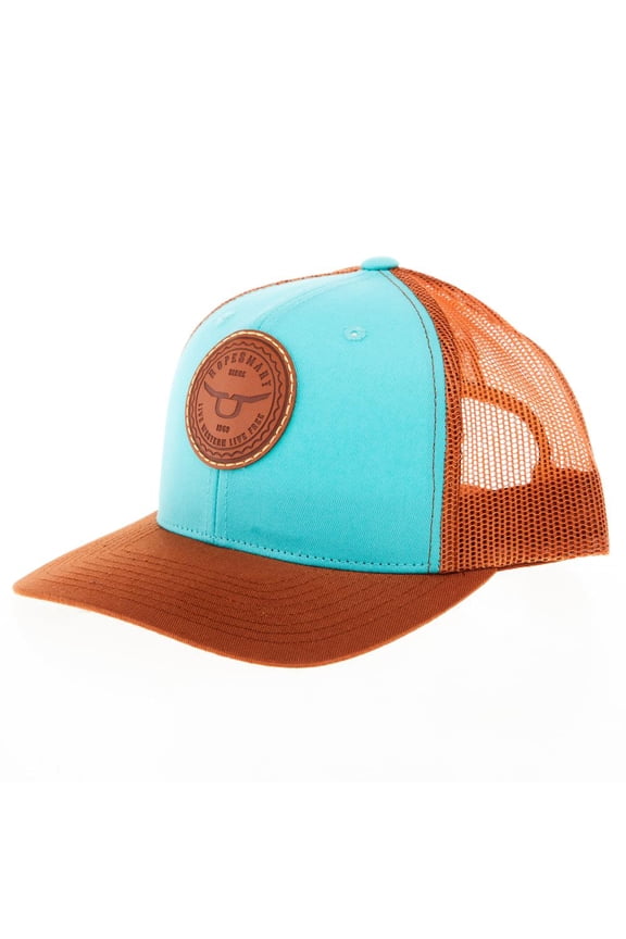 Ocean Blue Leather Patch Snapback Cap