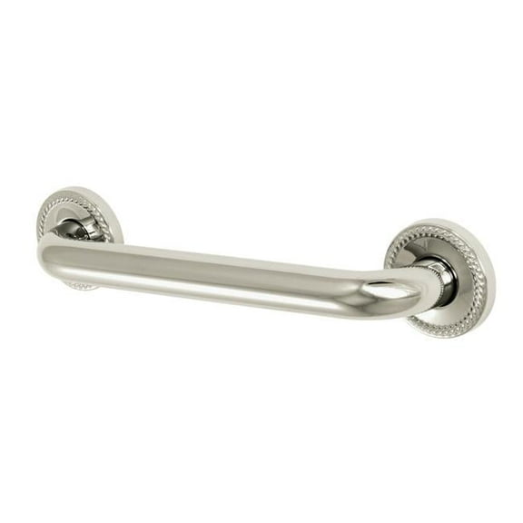 Roped Decorative Grab Bar, Polished Nickel - 17.32 x 4.7 x 2.63 in.