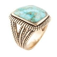 thumbnail image 1 of Roped Square Blue Turquoise Golden Statement Ring, 1 of 3