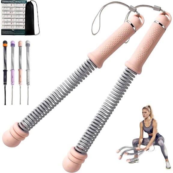 Ropeless Battle Ropes, Adjustable Cordless Battle Ropes with Resistance Springs, Weighted Portable Workout Rope for Gym, Low- HIIT Equipment for Men & Women ()