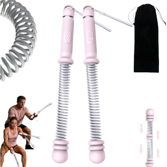 Ropeless Battle Ropes with Adjustable Weights, Portable Cordless Weighted Battle Ropes for High Calorie Burn, Silent Fitness Tool for Home Gym HIIT Low Impact Aerobic Training - Pink