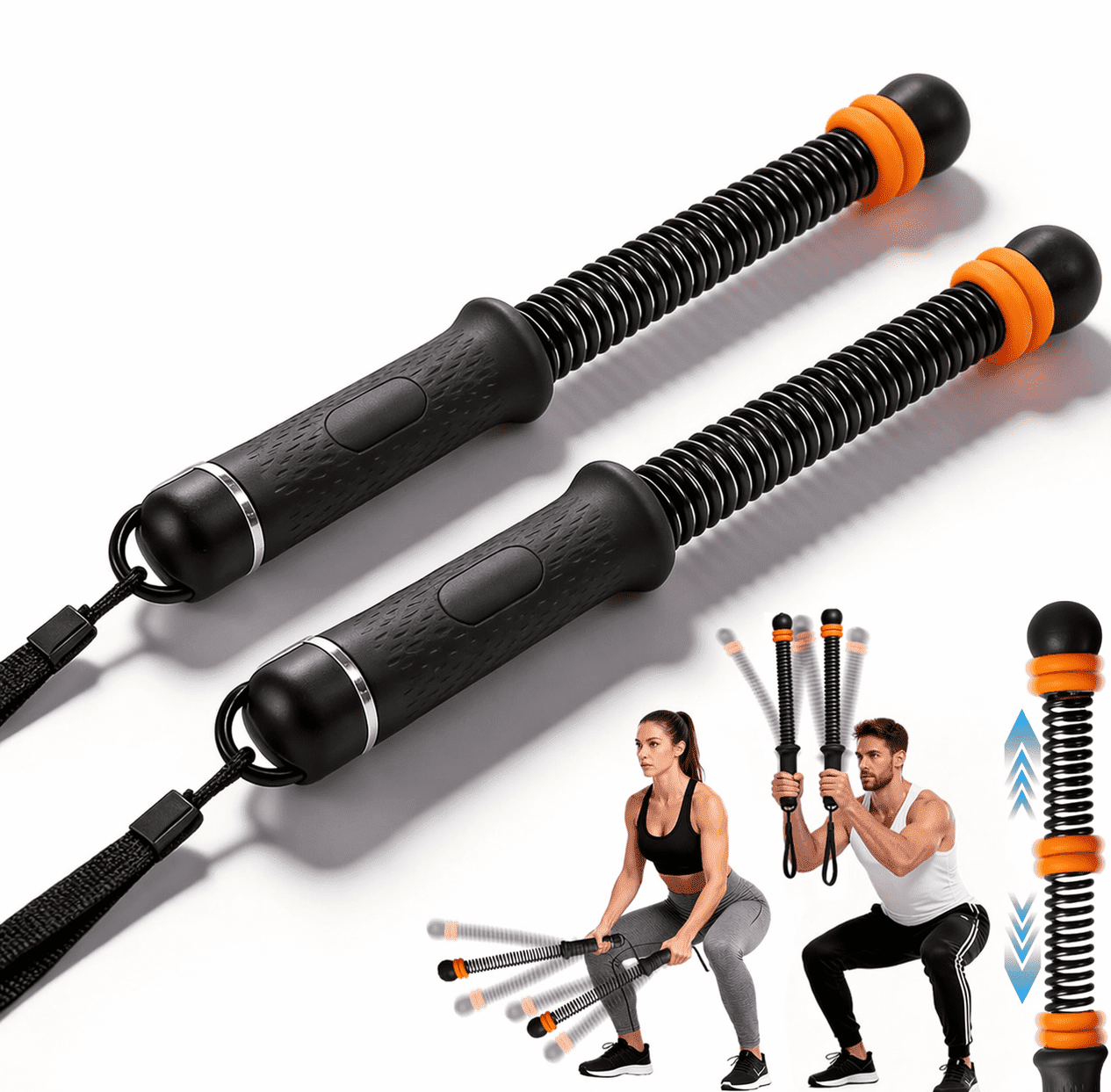 Ropeless Battle Ropes for Home Gym (2 Pack), Cordless Battle Rope ...