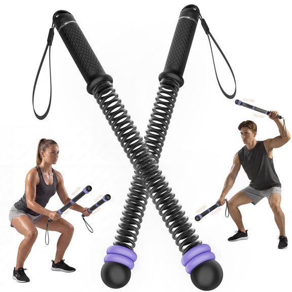 Ropeless Battle Ropes for Home Gym (2-Pack), Quiet & Space-Saving Workout Ropes for Full-Body Training, HIIT & Low-Impact Aerobic Training, Adjustable Weight Handles, Purple Ring