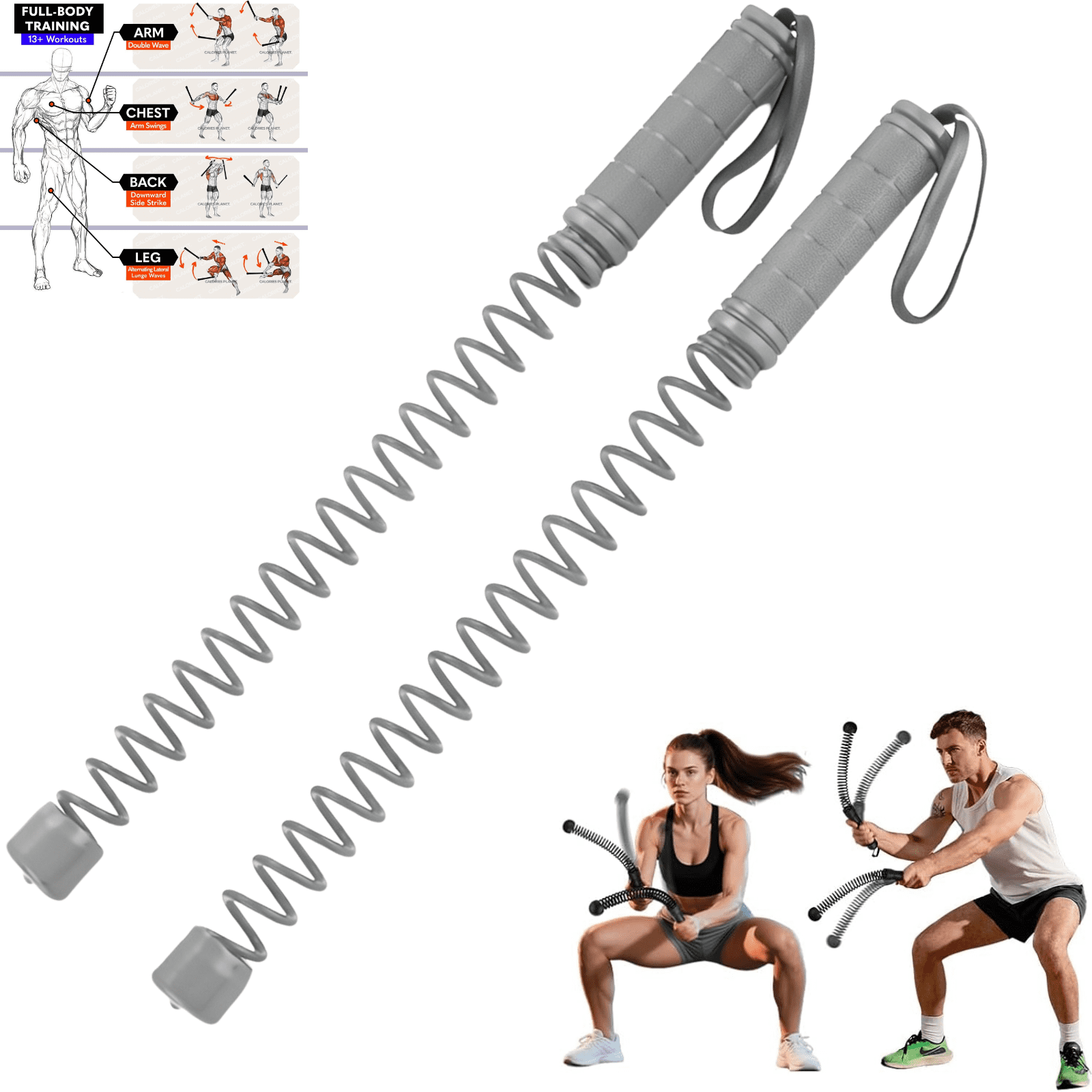 Ropeless Battle Ropes Weighted — 2 Pack Portable Cordless Battle Ropes ...