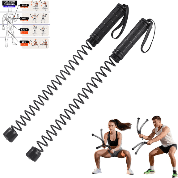 Ropeless Battle Ropes Weighted — 2 Pack Portable Cordless Battle Ropes for HIIT & Cardio Full-Body Workout Tool with Non-Slip Spiral Handles, Travel-Friendly Home Gym Equipment for Women & Men(Black)