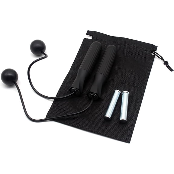Ropeless Jump Rope Speed Skipping Rope Cordless with 180g Removable Weights for Double Unders, Exercise, WOD, Boxing, MMA Beachbody  Fitness (Black)