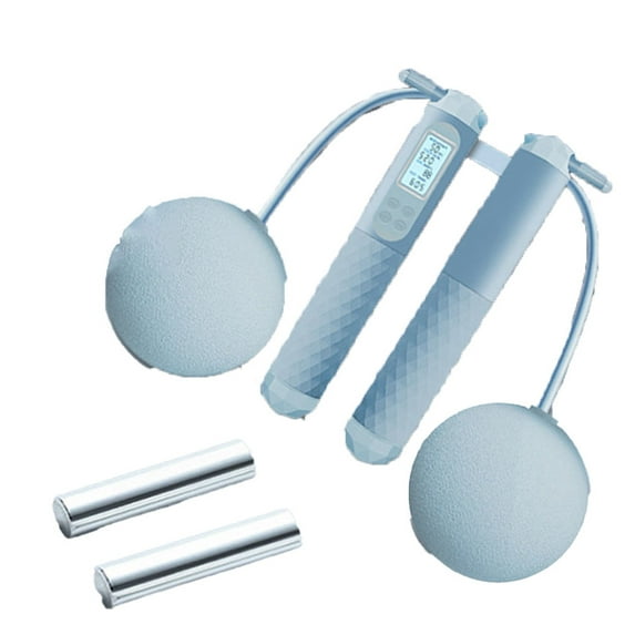 Ropeless Jumping Rope with Weight Ball,Adjustable Rope Length Counter for Workout Home Fitness - sky blue