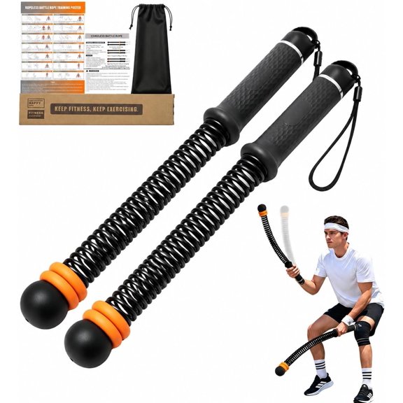 Ropeless Ropes for Gym, Portable Cordless Ropes with Variable Resistance for Men & Women Full HIIT Cardio & Arm Strength Fitness Exercise