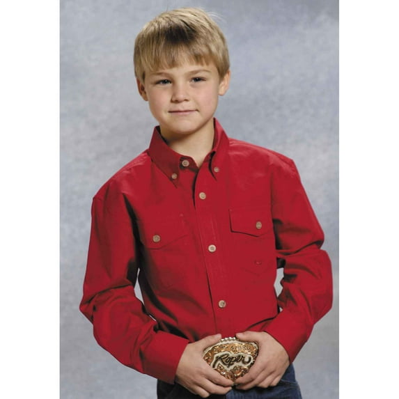 Roper 0365 Youth Long Sleeve Poplin Shirt Red