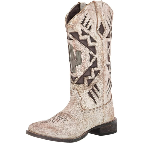 Roper Belle Womens Tan Leather Cowboy Boots 9