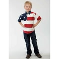 thumbnail image 1 of Roper Boy's Denim Collar Stars Stripes Pieced American Flag White L, 0185, 1 of 2