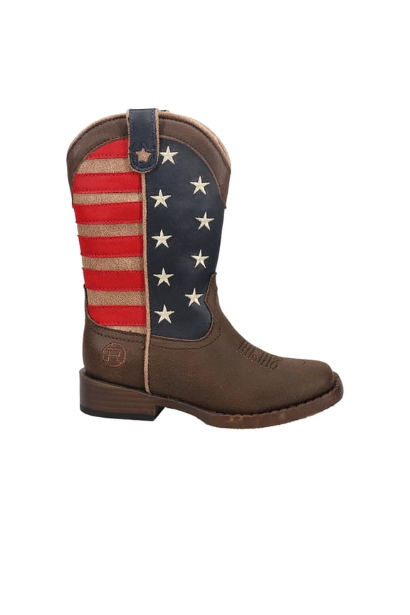 Boys American Patriotic Square Toe Cowboy   Mid Calf Boots