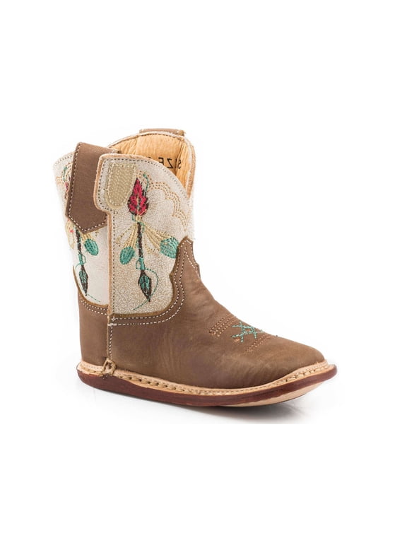 Infant Girls Soft Tan Lthr Vamp Boot Vintage With Lthr