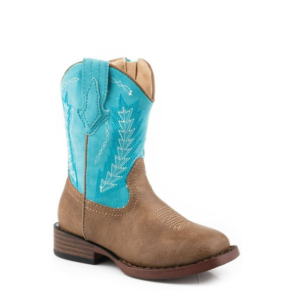 Roper Boys Toddler Tan Vamp Boot With Turquoise Shaft