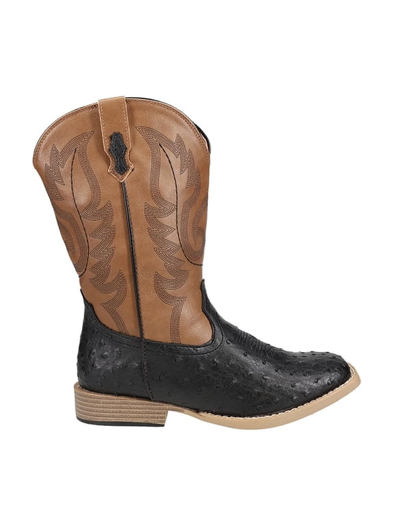 Boys Bumps Embroidered Square Toe Cowboy Mid Calf Western Boots