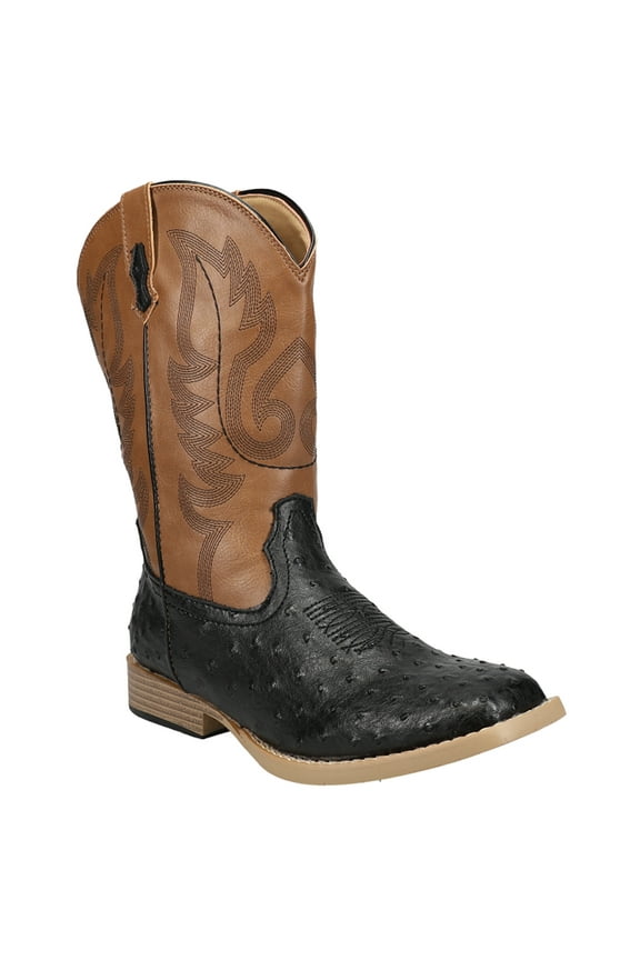 Boys Bumps Embroidered Square Toe Cowboy Mid Calf Western Boots