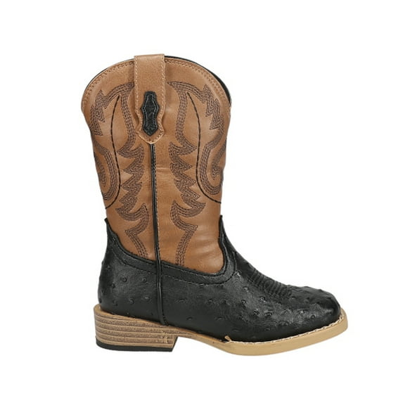 Roper Boys Bumps Faux Ostrich Square Toe Cowboy Mid Calf Boots