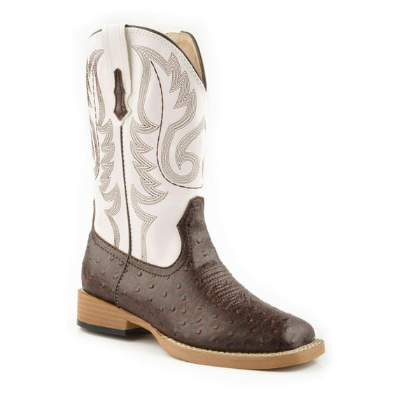 Roper Boys Bumps Faux Ostrich Square Toe Cowboy Mid Calf Boots
