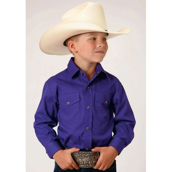 Roper Western Shirt Boys L/S Solid Snap XS Purple 03-030-0265-1067 PU