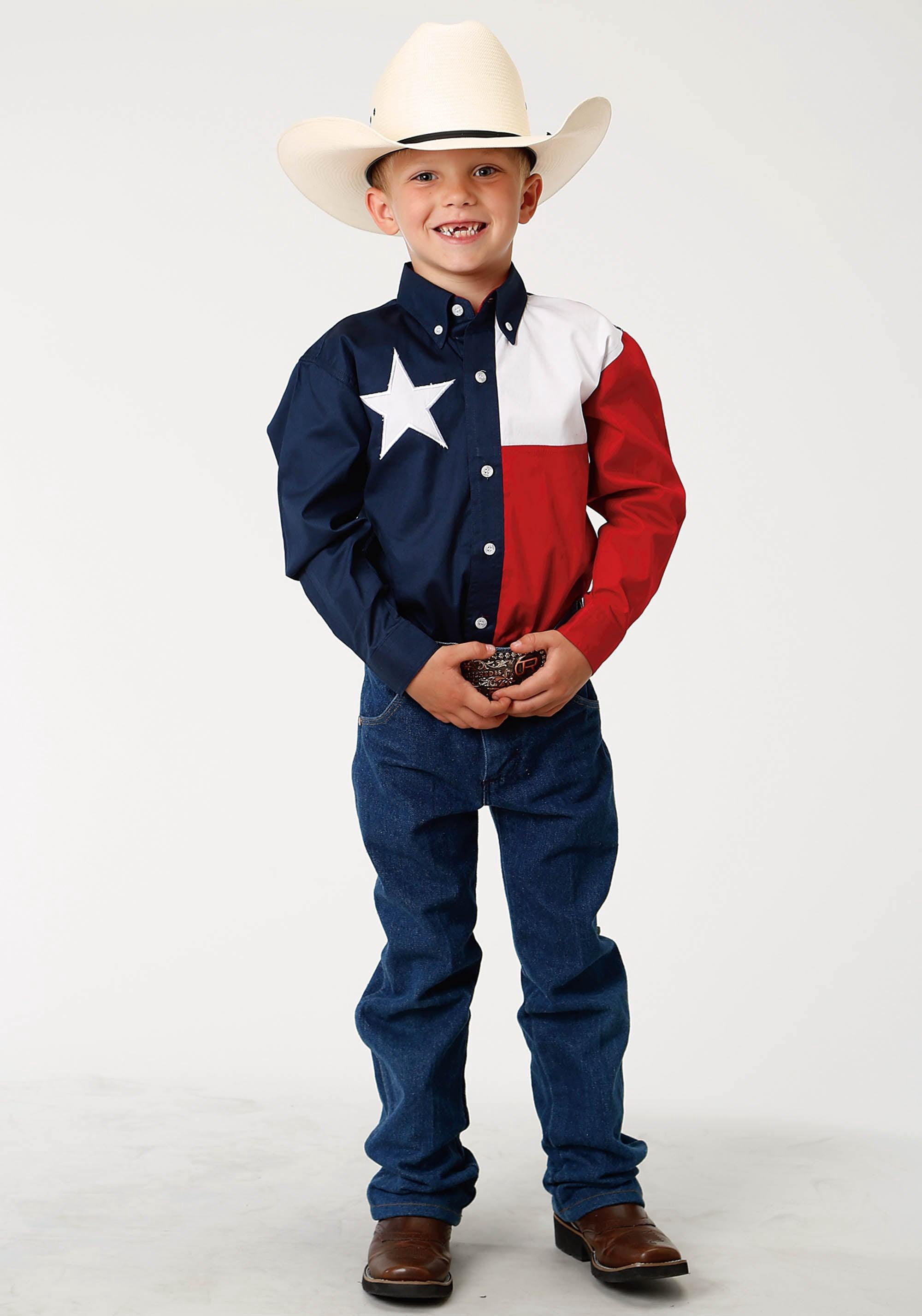 Roper Pieced Texas Flag (Multi) - Men's Short Sleeve Shirt