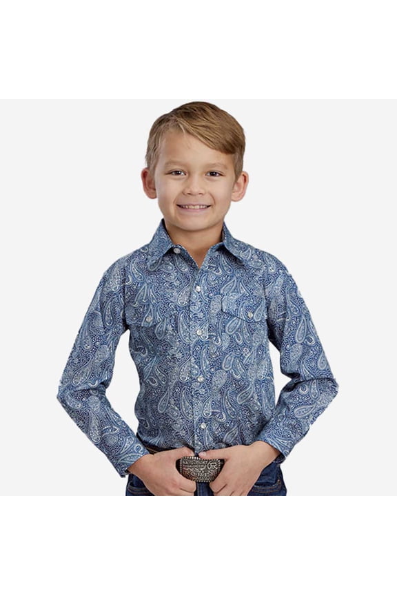 Western Shirt Boys Snap Paisley L/S S Blue 03-030-0225-6025 BU