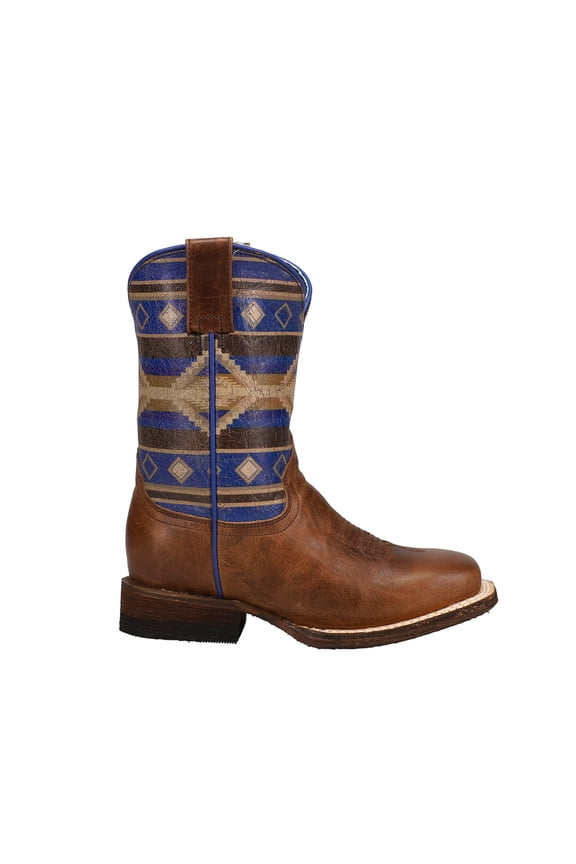 Boys Roper Aztek Southwest Square Toe Cowboy Mid Calf Boots