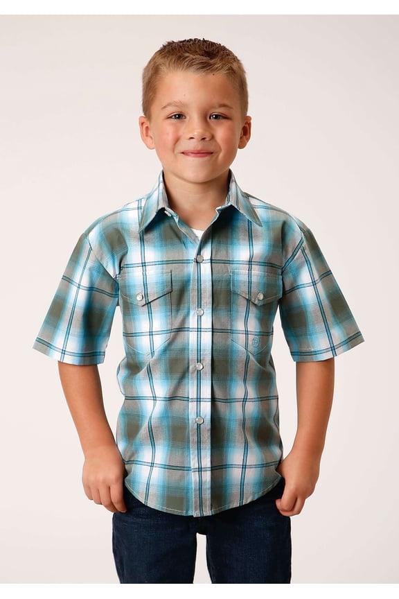 Western Shirt Boys Short Sleeve XL Green 03-031-0278-5014 GR