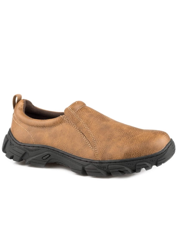 Cotter Mens Tan Faux Leather Tumbled Slip-On Shoes 7.5 D