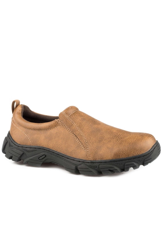 Cotter Mens Tan Faux Leather Tumbled Slip-On Shoes 7.5 D