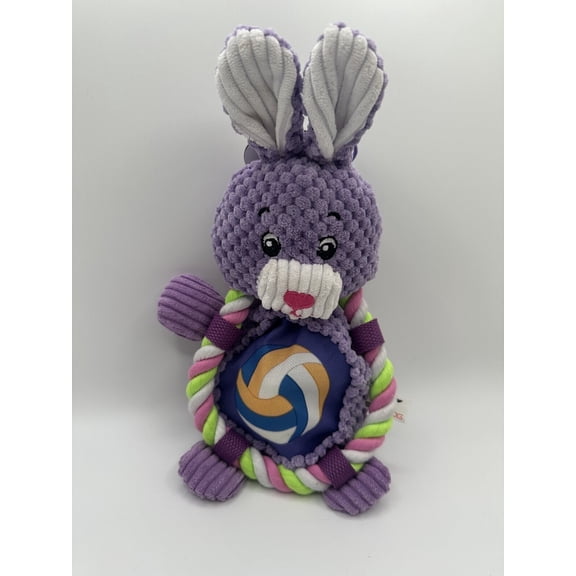 SteelDog Roper Plush Sport Bunny Dog Toy, Tug & Pull Dog Toy, Crinkle, and Tennis Ball Inside for Interactive Play