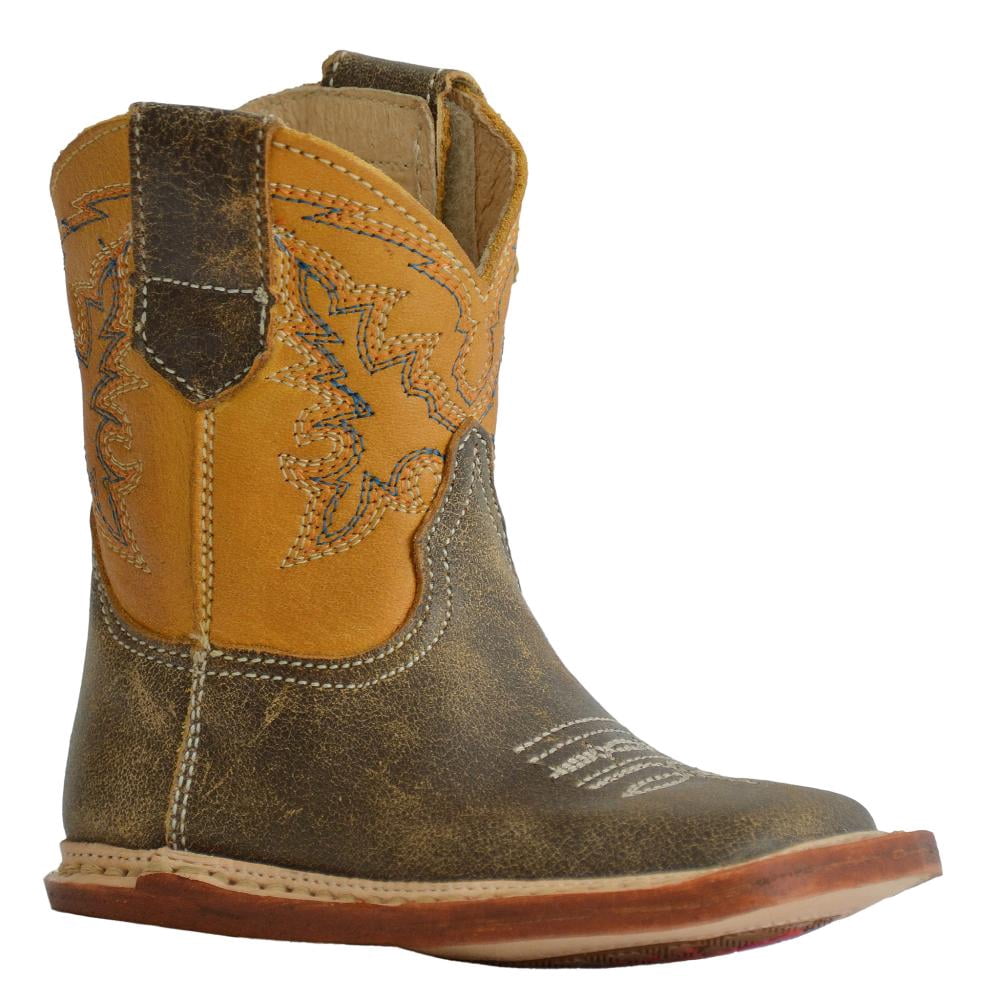 Roper Footwear Boys Infant Roper Colt Leather Vamp and Orange Leather ...