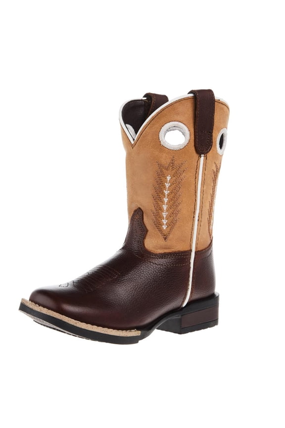 Footwear Boys Kid`s Roper James Leather Vamp with Tan Shaft Square Toe Boot 10 Brown