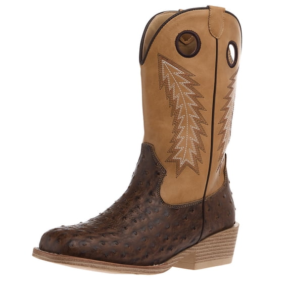 Roper Footwear Boys Roper Big Kids Walker Bumps  Ostrich Print Boot 4 M Brown