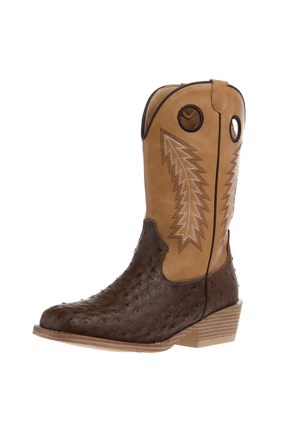Footwear Boys Roper Big Kids Walker Bumps Ostrich Print Boot 6 M Brown