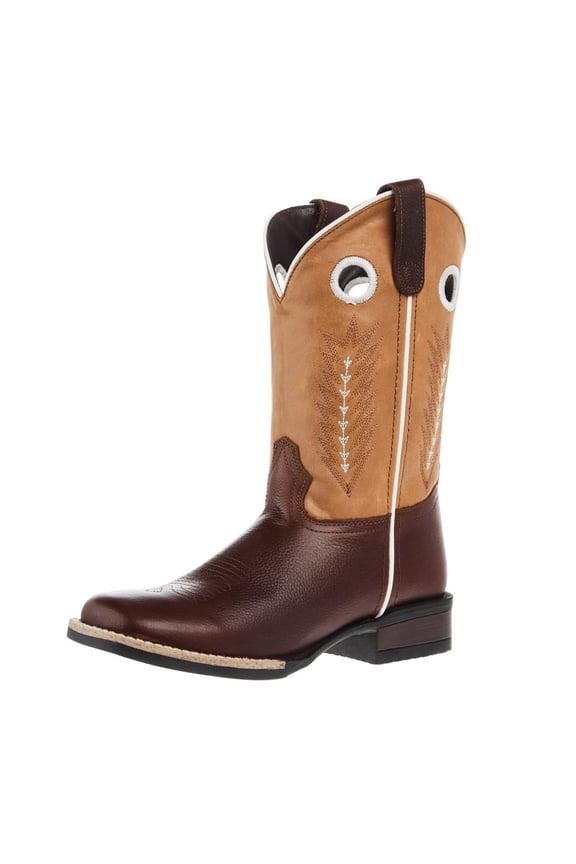 Footwear Boys Roper James Leather Vamp with Tan Shaft Square Toe Boot 4 Brown