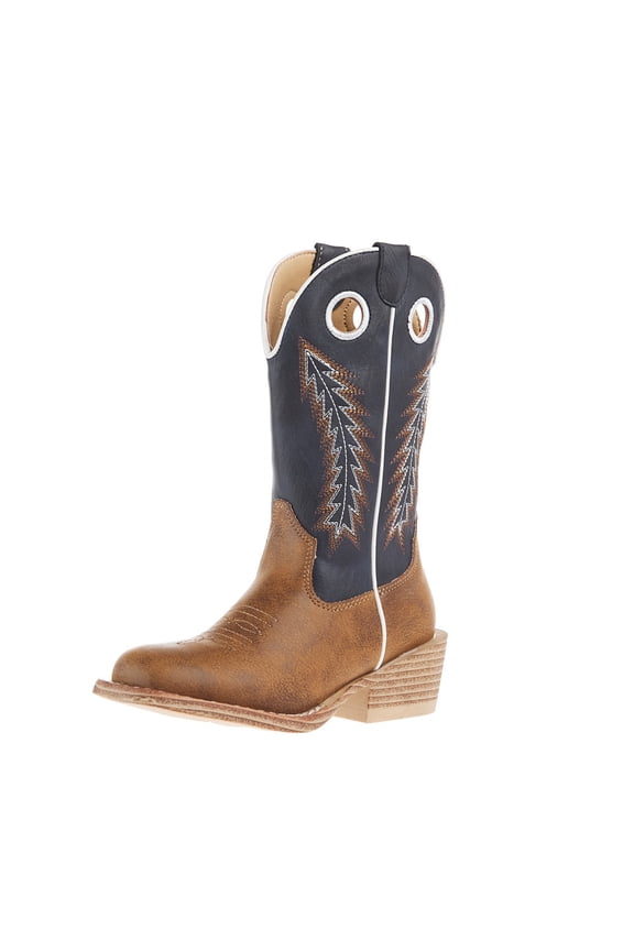 Footwear Boys Roper Little Kids Walker Square Toe with Navy Shaft Boot 9 M Tan