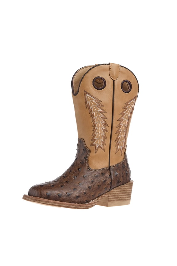 Footwear Boys Roper Toddlers Walker Bumps Ostrich Print Boot 7 M Brown