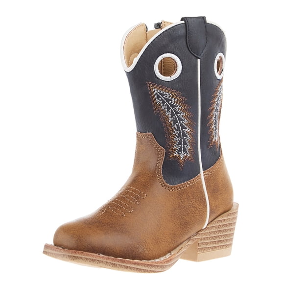 Roper Footwear Boys Roper Toddlers Walker  Square Toe with Navy Shaft Boot 5 M Tan