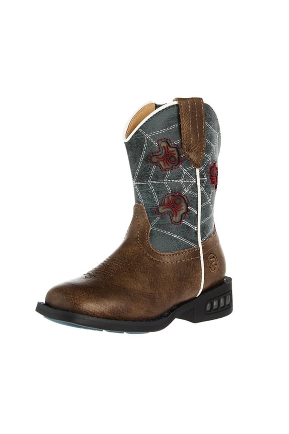 Footwear Boys Toddler Roper Spidie and Blue Light Up Cowboy Boot 8 Tan