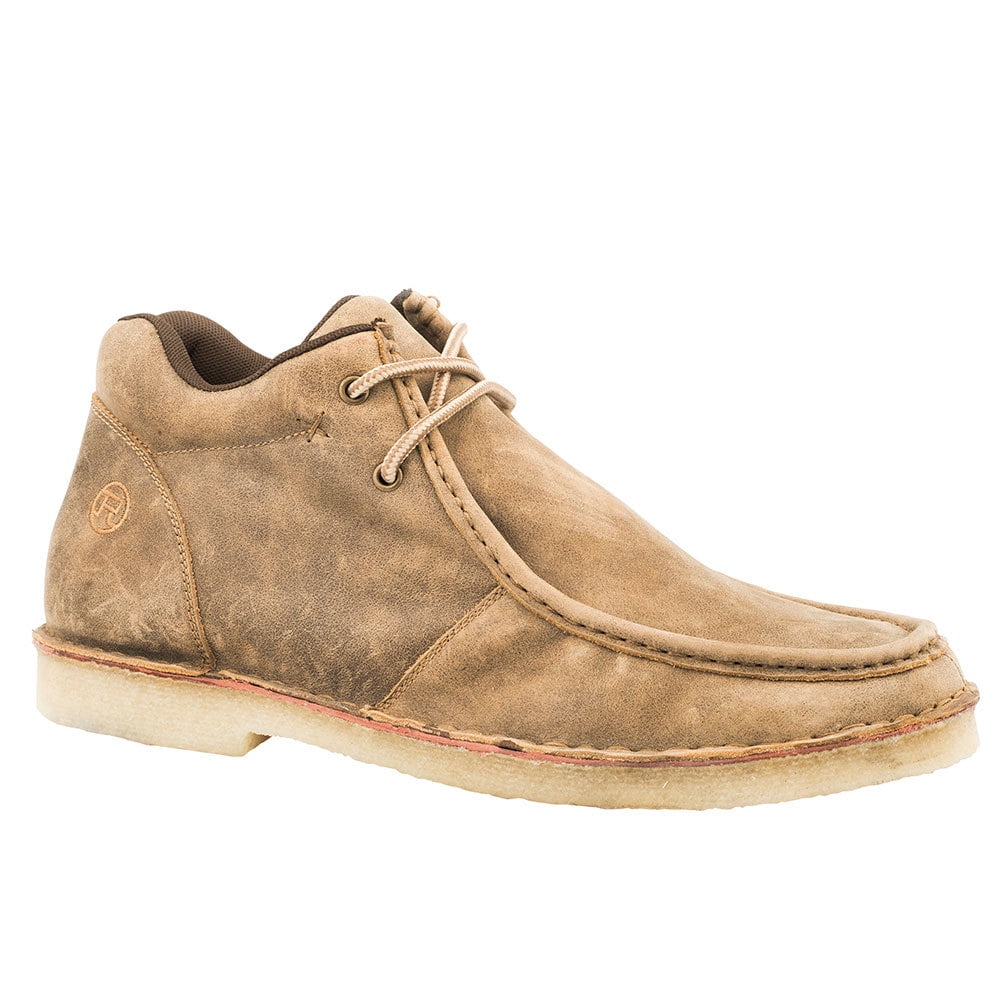 Roper Mens Gum Sole Chukka 2 Eyelet Lace Up Tan Vintage Leather