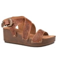 thumbnail image 1 of Roper Footwear Womens  Tan Tooled Leather Wedge, 1 of 5