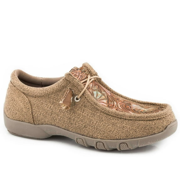 Roper Footwear Womens Women Roper Canvas Tooled Casual 2 eye Chukka 10.5 M Tan
