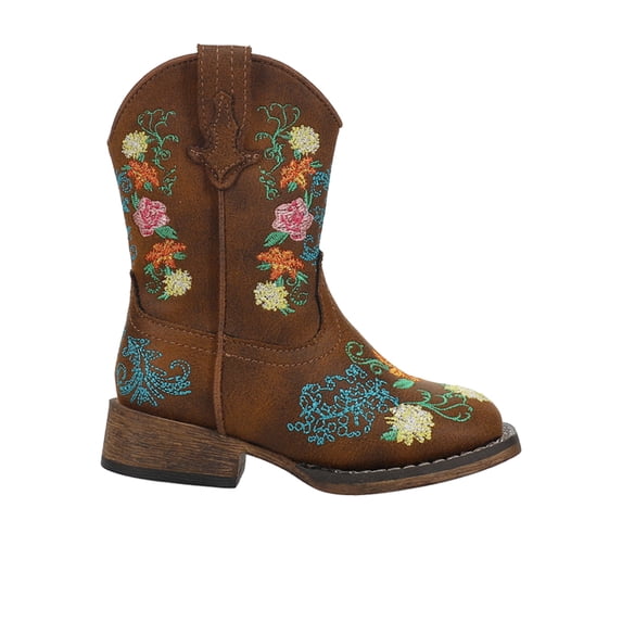 Roper Girls Bailey Floral Square Toe Cowboy Mid Calf Boots
