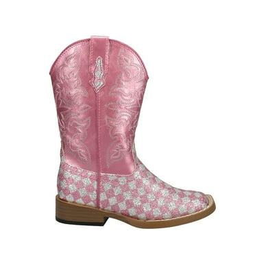 Roper Girls Checkered Square Toe Cowboy   Mid Calf Boots
