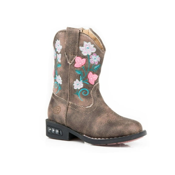 Roper Girls Dazzle Floral Lights Round Toe Cowboy   Casual Mid Calf Boots