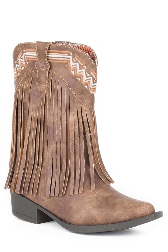 Girls Fringes Snip Toe Cowboy Mid Calf Boots