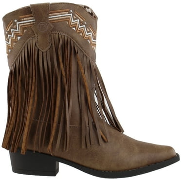 Roper Girls Fringes Snip Toe Cowboy   Mid Calf Boots